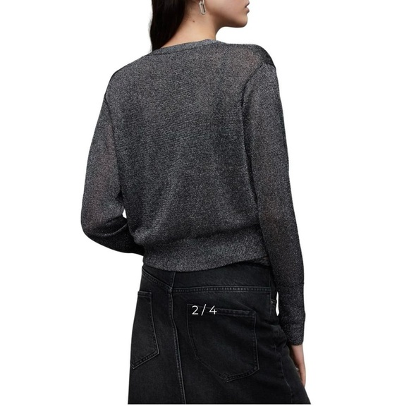 ALL SAINTS Women's Lyra Glitter Button Up Cardigan Black Size XS - Picture 8 of 15